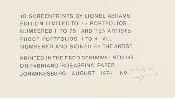 Lionel Abrams; Portfolio of 10 Prints