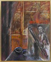 Lionel Abrams; Interior with Image of Man with Bassoon