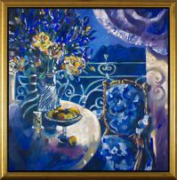 Louis Jansen van Vuuren; Still Life with a Vase of Flowers and Fruit