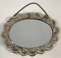 A Turkish silver hanging wedding mirror, .900 standard, post 1940