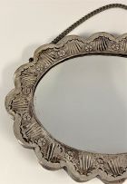 A Turkish silver hanging wedding mirror, .900 standard, post 1940