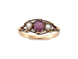 Ruby and pearl ring, 19th century