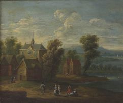 Dutch School, 18th Century; Village Scene