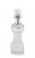 An Edward VII silver-mounted 'Glug Glug' glass decanter and stopper, Henry Clifford Davis, Birmingham, 1906 with Swedish date mark for 1907