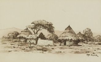 Otto Klar; Landscapes with Dwellings, three