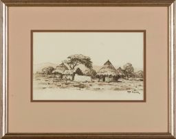 Otto Klar; Landscapes with Dwellings, three