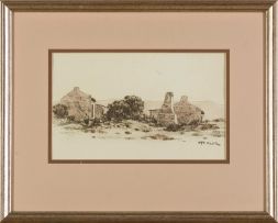 Otto Klar; Landscapes with Dwellings, three