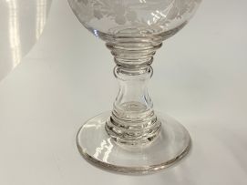 A large clear and engraved glass presentation goblet, 19th century