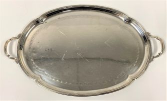 A George V silver oval two-handled tray, Frank Cobb & Co Ltd, Sheffield, 1934