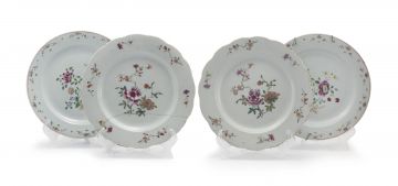 A pair of Chinese famille-rose plates, Qing Dynasty, Qianlong period, 1736-1795