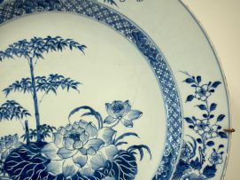 A Chinese blue and white charger, Qing Dynasty, Qianlong period, 1736-1795