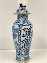 A pair of Chinese blue and white vases, Qing Dynasty, late 19th century