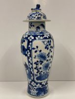 A pair of Chinese blue and white vases, Qing Dynasty, late 19th century