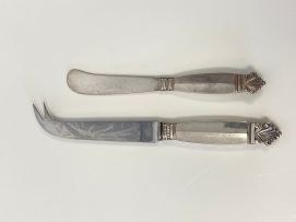 A Georg Jensen silver 'Acanthus' pattern butter knife, post 1945