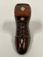 Two novelty treen snuff boxes, 19th century
