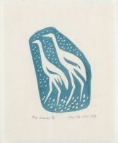 Peter Clarke; Reclining Buck; Three Figures Seated; Blue Cranes; and Saint & Birds, four