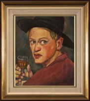 François Krige; Young Man with a Glass of Wine (Self Portrait)