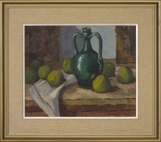 David Botha; Still Life with Jar and Apples