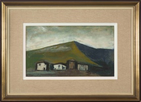 Pranas Domsaitis; Four Cottages against a Mountain