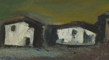 Pranas Domsaitis; Four Cottages against a Mountain