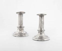 A pair of Swedish silver candlesticks, Johan Henrik Schvart, Karlskrona, 1789