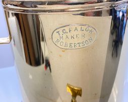 A Cape brass coffee urn and konfoor, T.C. Falck, Robertson, 20th century