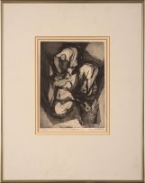 May Hillhouse; Portrait, recto: A Group of Figures, verso; Pattern of Fish Cleaners