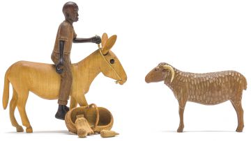 Julius Mfethe; Man with a Basket, Donkey and Goat (7 parts)