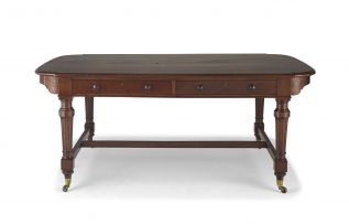 A Victorian mahogany library table, Holland & Sons