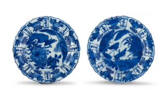 Two Chinese blue and white 'Kraak' saucer dishes, Ming Dynasty, Wanli period, 1573-1620
