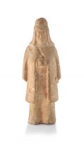 A partially glazed pottery figure, Tang Dynasty, AD 618-906
