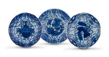 Three Chinese blue and white 'Kraak' bowls, Ming Dynasty, Wanli period, 1573-1620