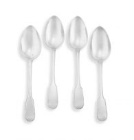 Four Cape silver 'Fiddle' pattern dinner spoons, Lawrence Holme Twentyman, 19th century