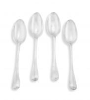 Four Cape silver 'Old English' pattern dinner spoons, Carel David Lotter, 19th century