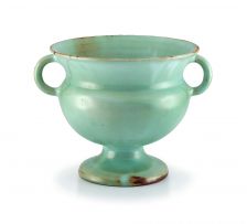 A Linn Ware celadon-glazed two-handled vase